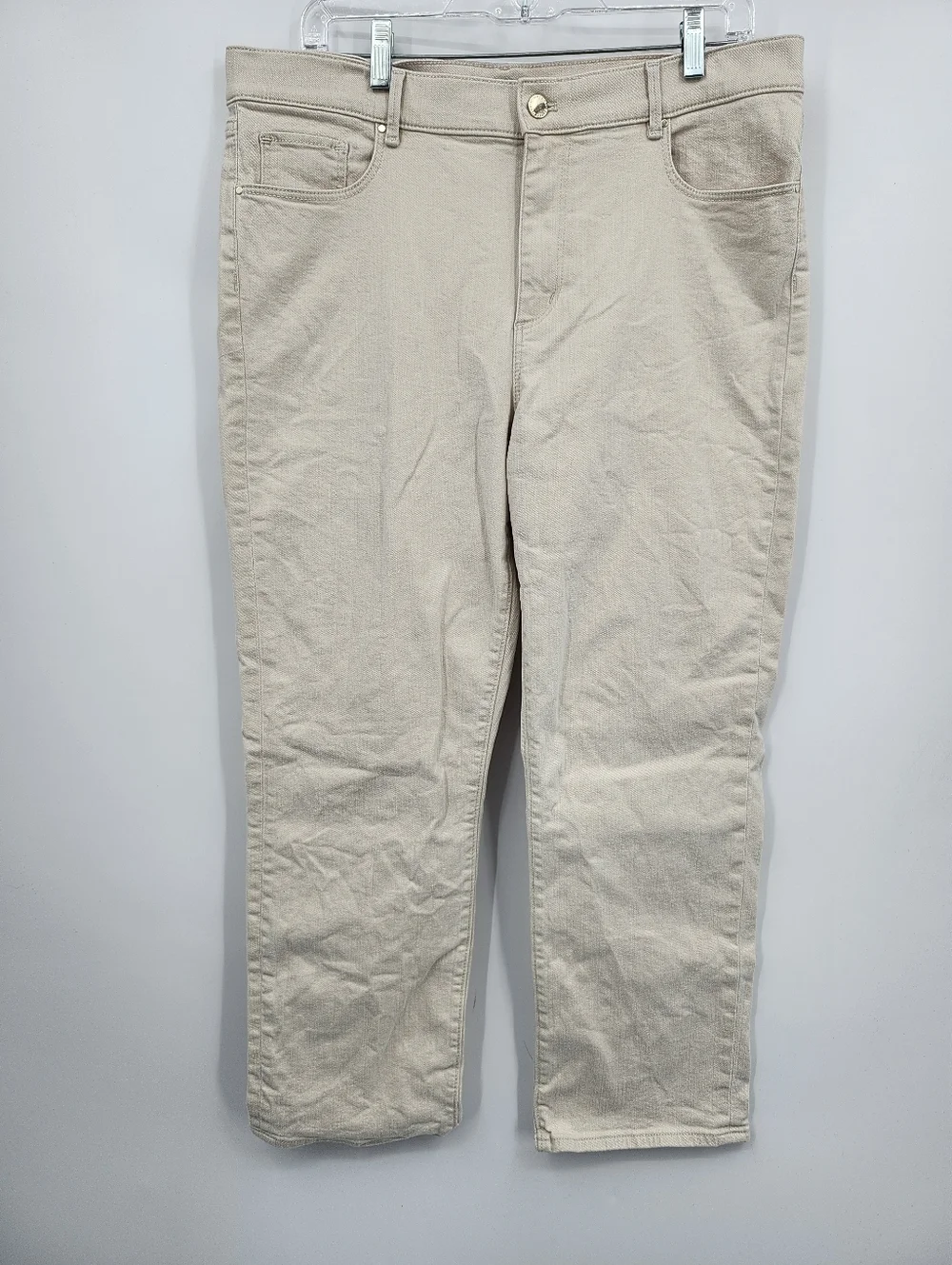 Ann Taylor Size 12 Straight Leg Cream Summer Jeans Pants